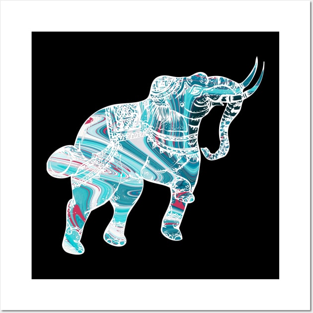 Ornate Thai Elephant In A Colorful Illustration Wall Art by VintCam